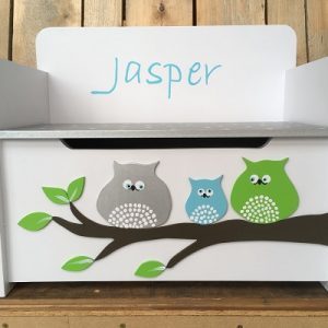 Opbergbankje 3 uiltjes blauw